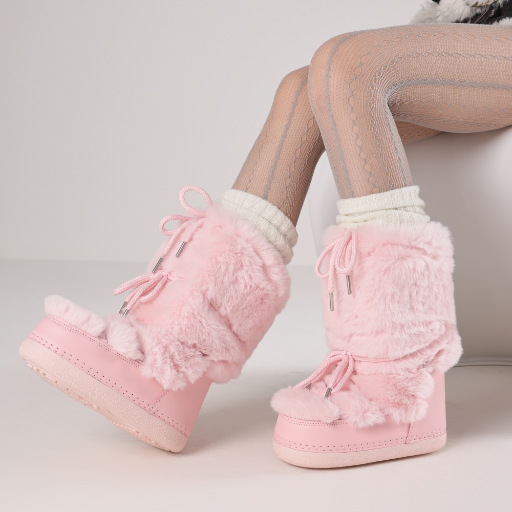Waterproof Winter Boot - Furry Boots For Women Round Toe