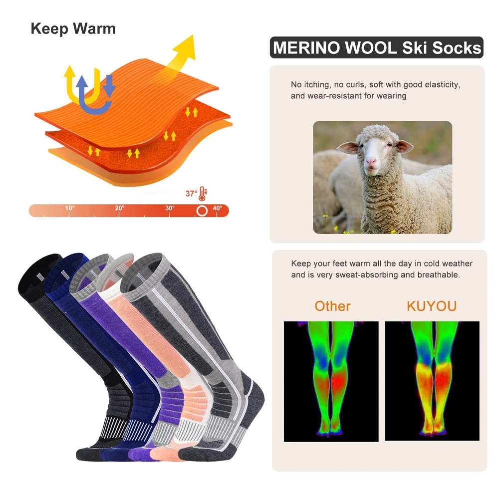 XQQMXX 1Pair Ski Socks Skiing  - đánh giá và giá Thermal Sock Wool