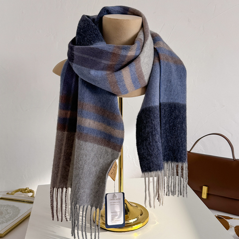 100% Wool Checked Scarf Women  - đánh giá và giá Wool Scarf Men
